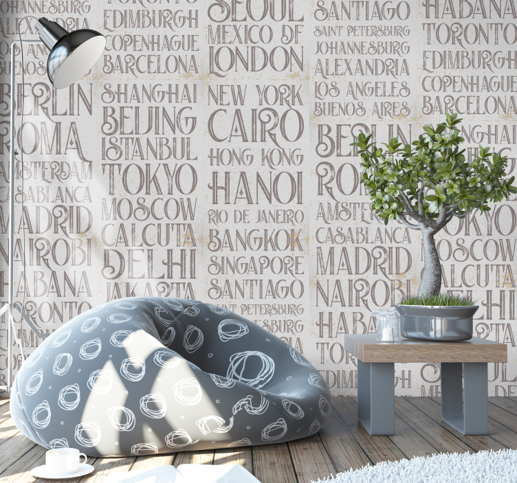 Städte der Welt Schriftzug Tapete - TenStickers