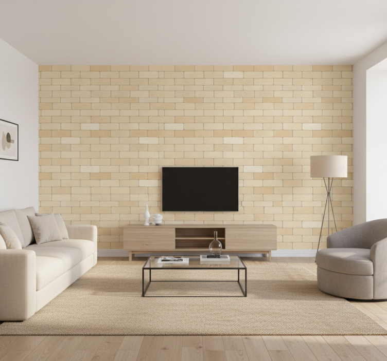 Steintapete beige gelbe ziegel (b0b93z37x8) - TenStickers