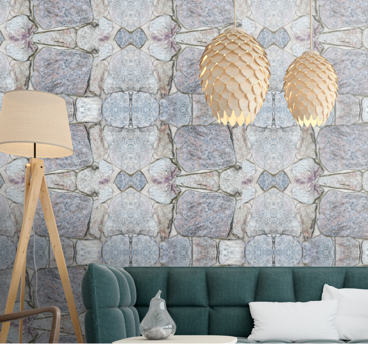 Tapete Wohnzimmer realistisches rustikales steinmuster - TenStickers