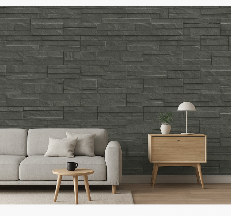 Steintapete schieferstein in anthrazit - TenStickers