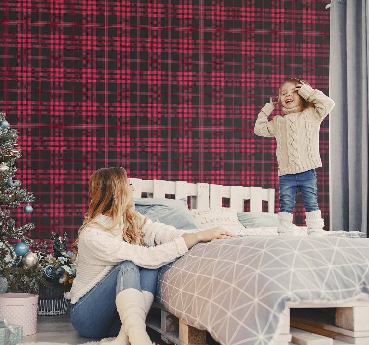 Gestreifte Tapete Weihnachts-tartan-muster - TenStickers