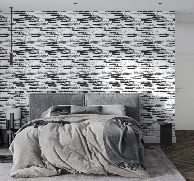 Tapete Abstrakt schwarze Farbstriche - TenStickers