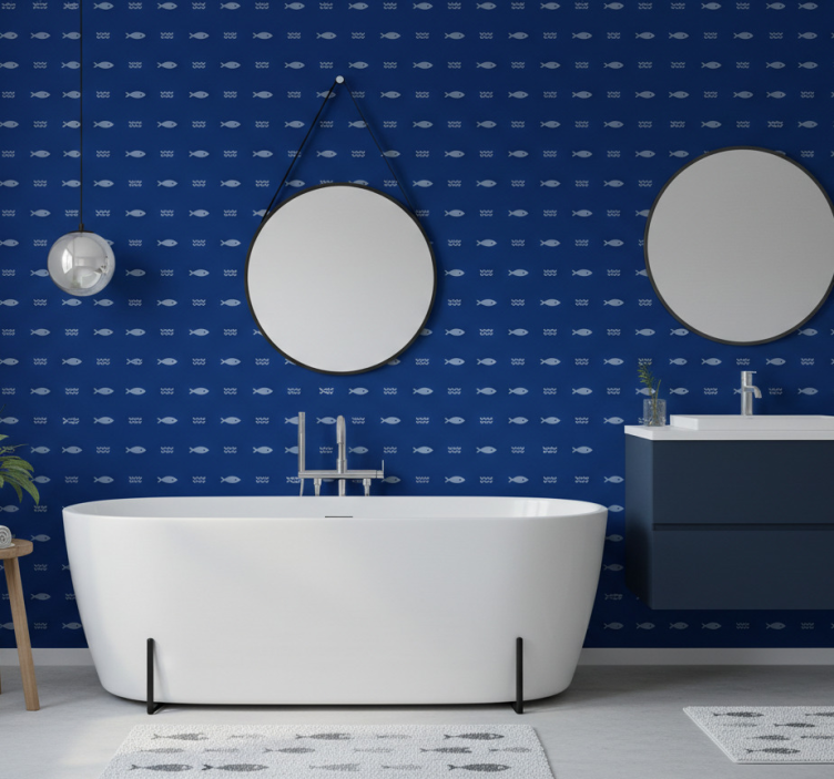 Tapete badezimmer mit fischmuster badmatte - TenStickers