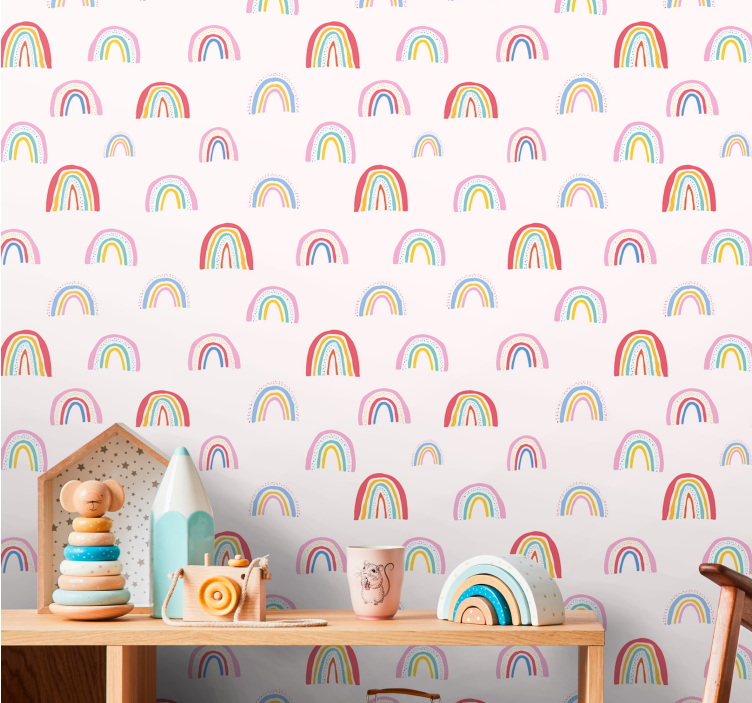 Tapete Kinderzimmer bunte regenbogenmuster - TenStickers