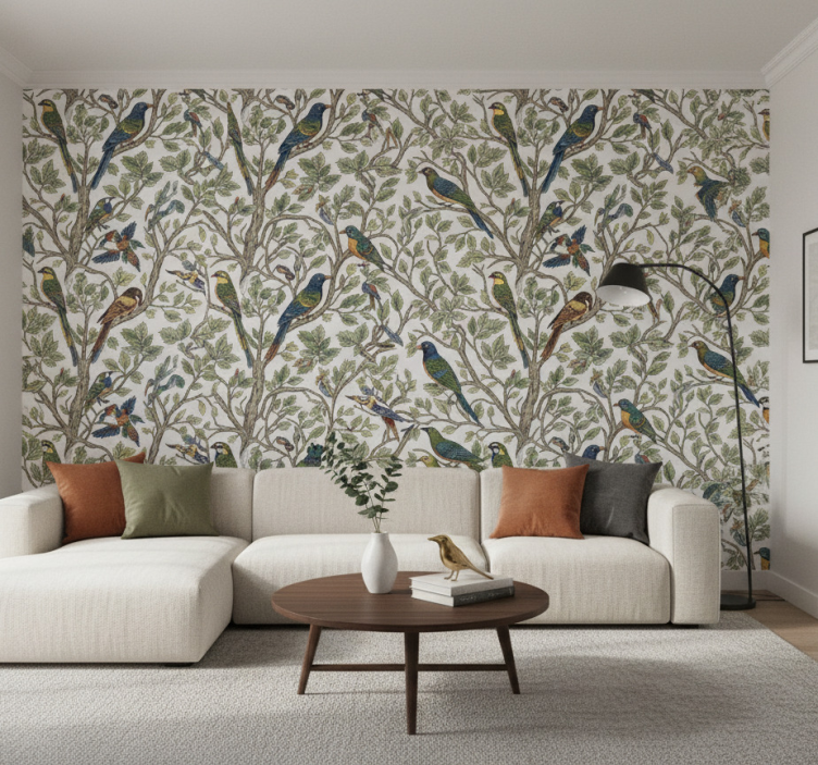 Tapete baum vögel im wald (b06wd69gpb) - TenStickers