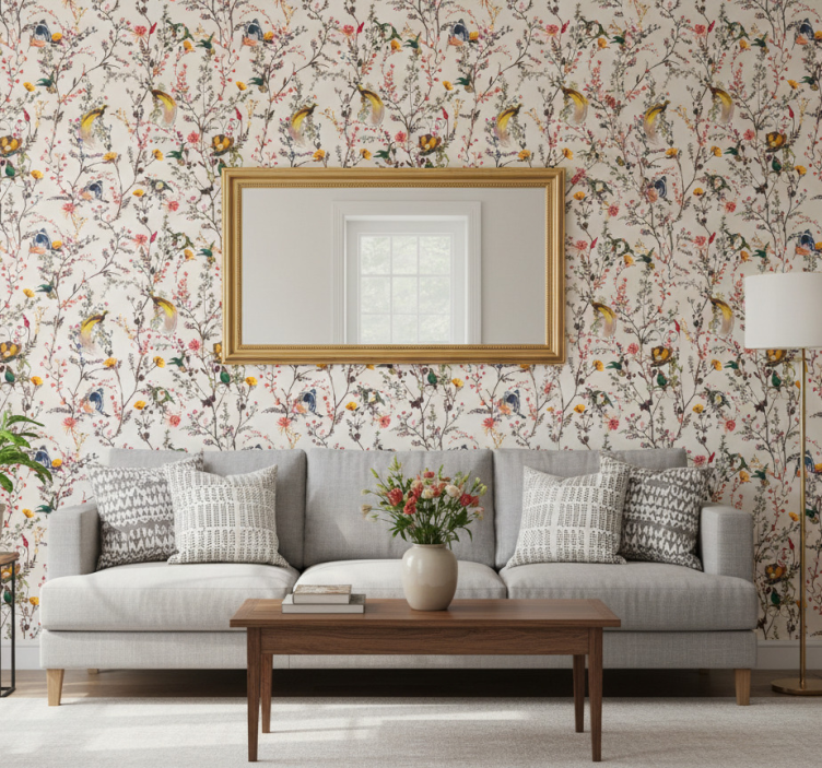 Tapete baum vögel und blüten - TenStickers