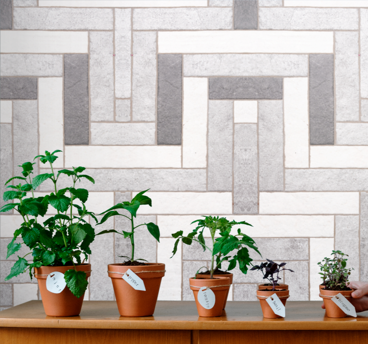 Tapete beton mit grauem pflastermuster - TenStickers