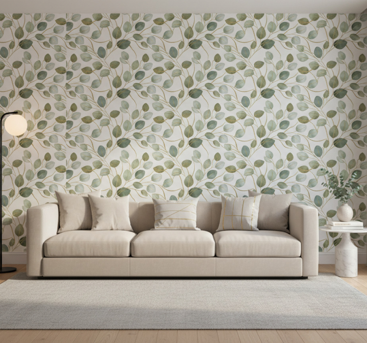 Tapete blätter eukalyptus gold schimmer (b09xjbpr7m) - TenStickers
