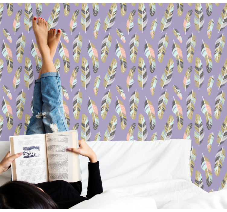 Tapete Blätter gefiederte muster - TenStickers