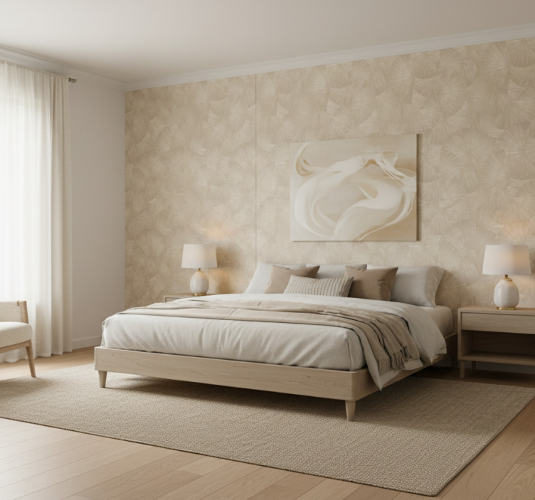 Tapete blätter im eleganten beige abstrakten fächer - TenStickers