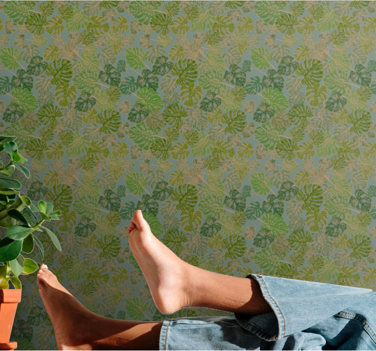 Tapete Blätter monstera-grün-motiv - TenStickers