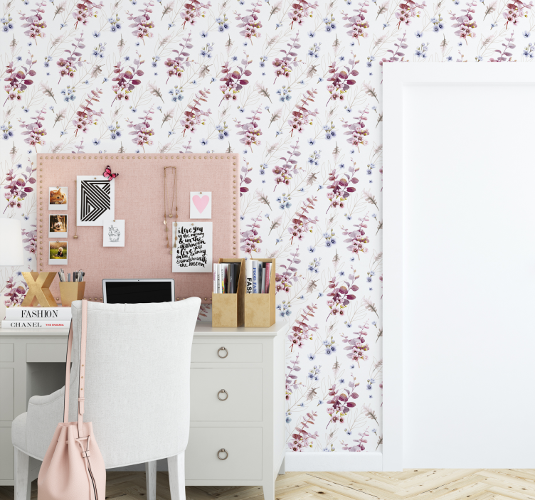 Tapete Jugendzimmer botanische Illustration - TenStickers