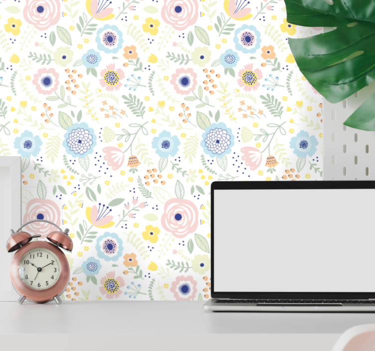 Tapete Jugendzimmer buntes Blumendesign - TenStickers