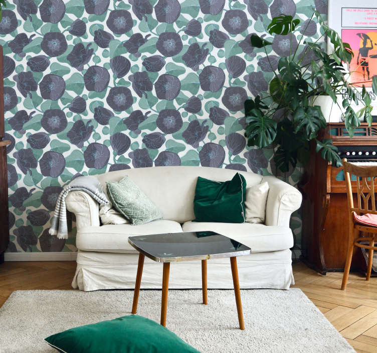 Blumentapete mallow Blumen - TenStickers