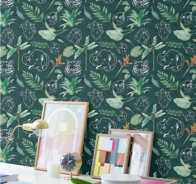 Tapete Natur Dschungel Tiergesichter - TenStickers