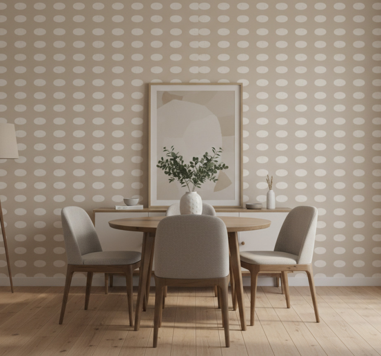 Tapete esszimmer geometrisches muster weiße kreise - TenStickers