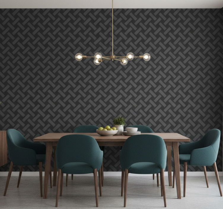 Tapete esszimmer geometrisches schwarzes quadratmuster - TenStickers