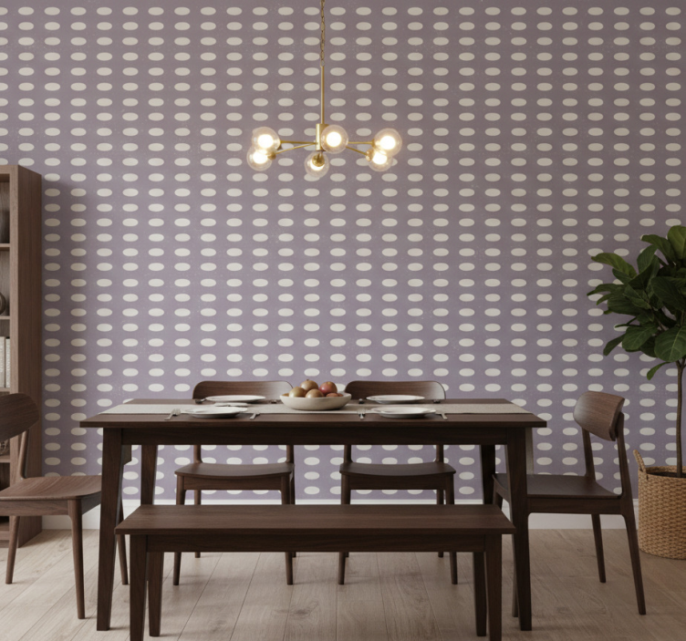 Tapete esszimmer mit geometrischen grauen und lila kreisen - TenStickers