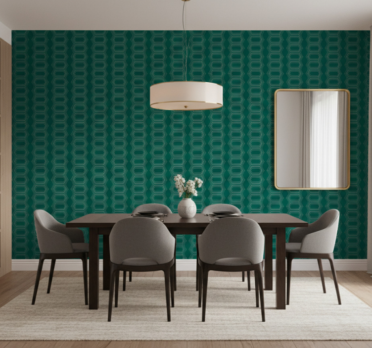 Tapete esszimmer smaragd geometrisches muster - TenStickers