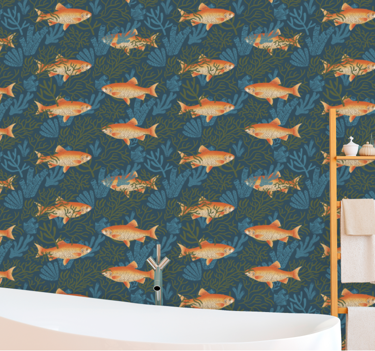Tapete Fische realistisches blaues und oranges motiv - TenStickers