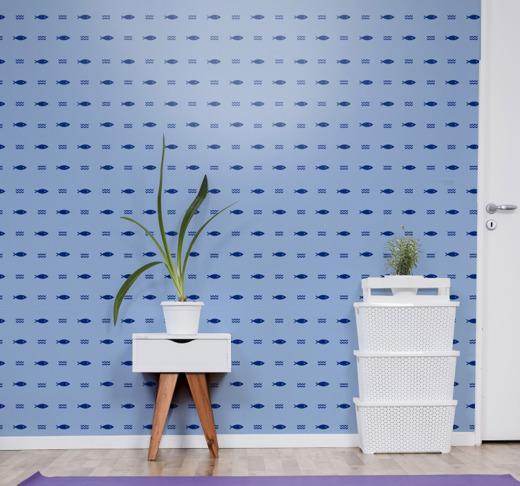 Tapete Fische unterwasser blaues muster - TenStickers