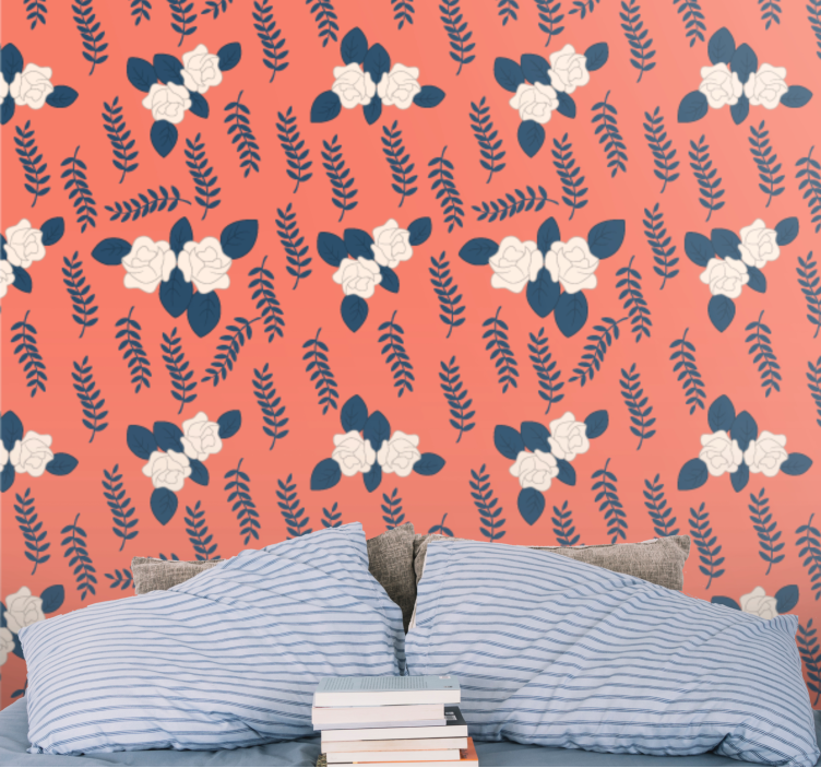 Tapete florale Ornamente rotes farn-arrangement - TenStickers