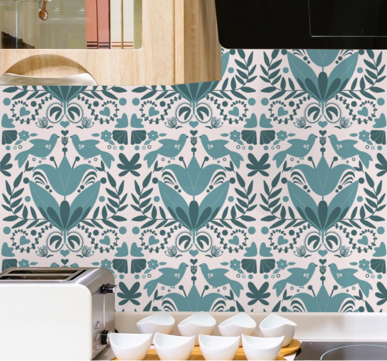 Tapete florale Ornamente florale symmetrische Anordnung - TenStickers