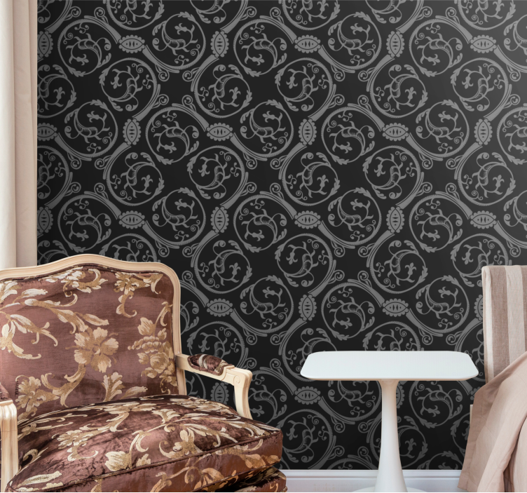 Tapete florale Ornamente elegante schwarze elemente - TenStickers