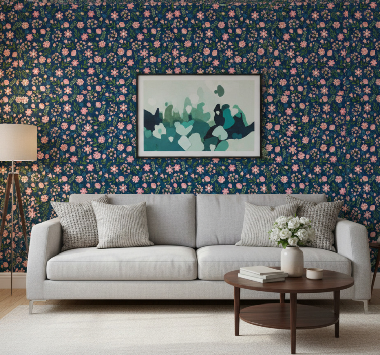 Tapete florale ornamente flowerprint 'floflo' blau - TenStickers