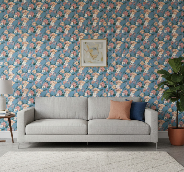 Tapete florale ornamente flowerprint 'ziedi jeans' - TenStickers