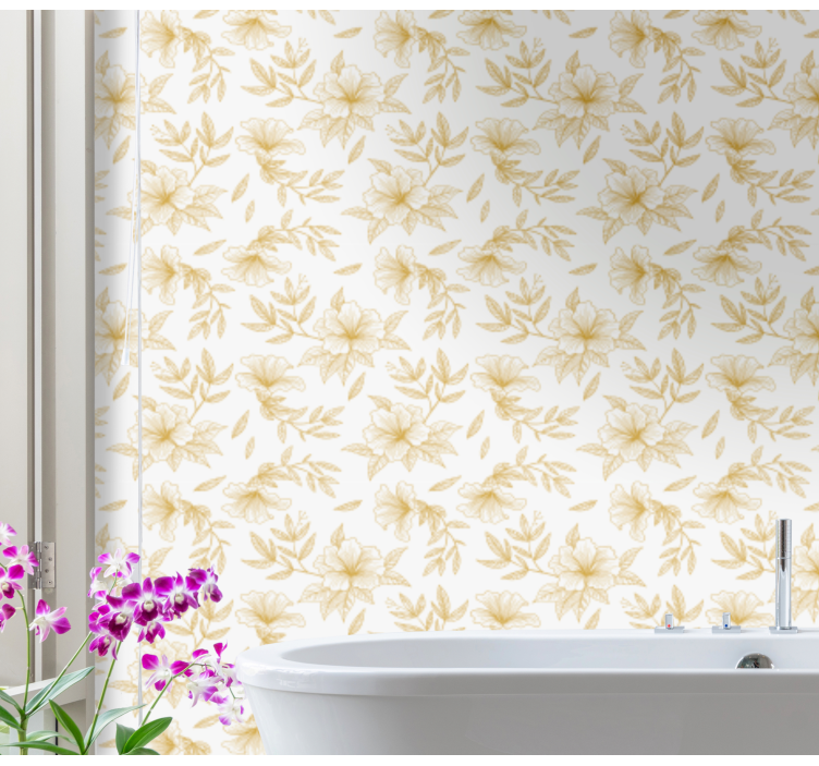 Tapete florale ornamente goldene blumen eleganz - TenStickers