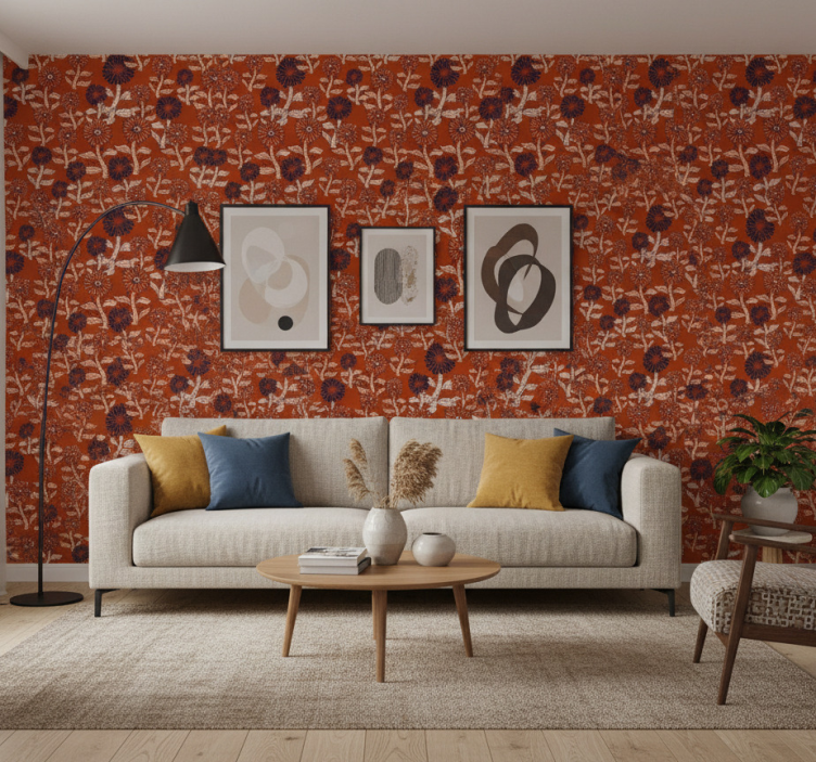 Tapete florale ornamente im afrikanischen sonnenblumenstil - TenStickers