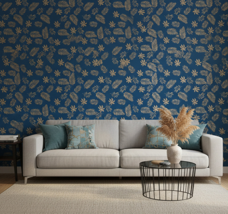 Tapete florale ornamente im afrikanischen stil blau - TenStickers