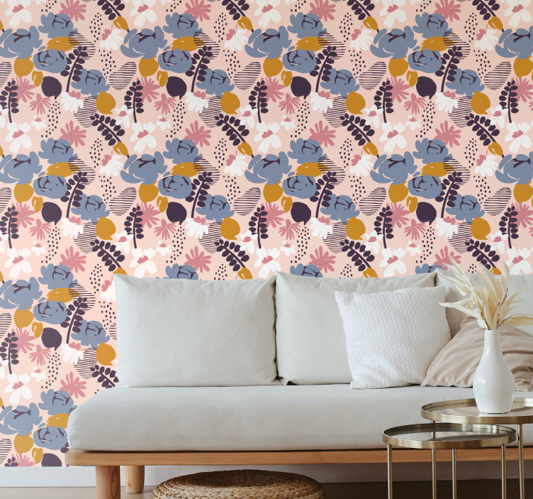 Tapete florale ornamente im botanischen muster - TenStickers