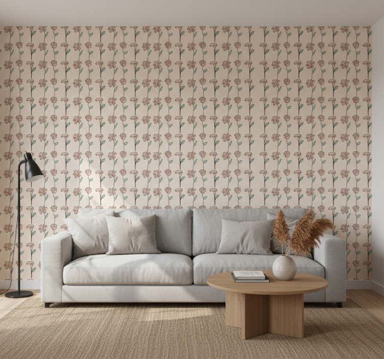 Tapete florale ornamente im minimalistischen design - TenStickers