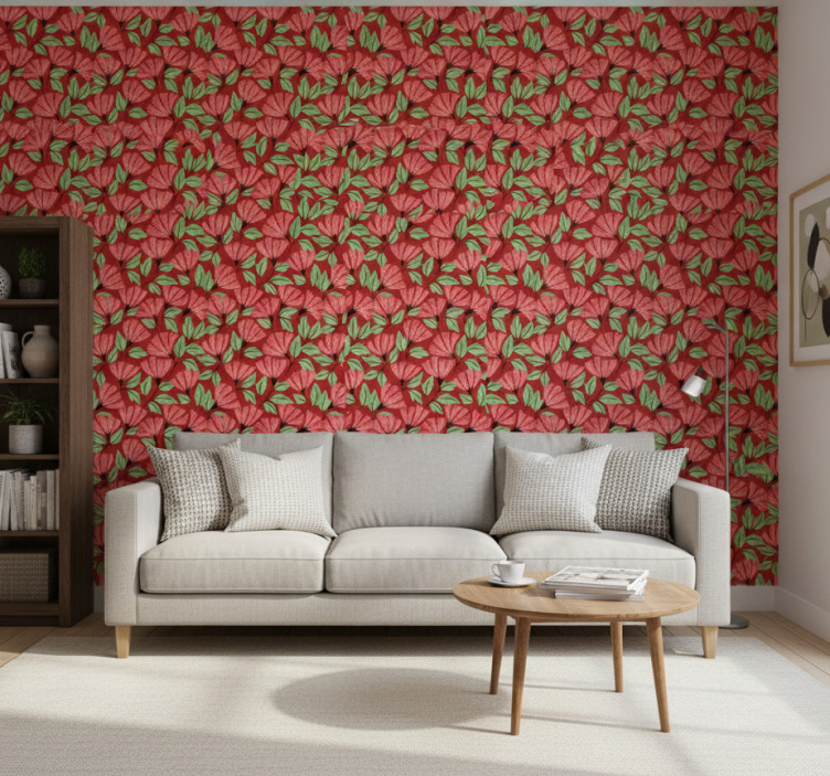 Tapete florale ornamente im vintage rotmuster - TenStickers