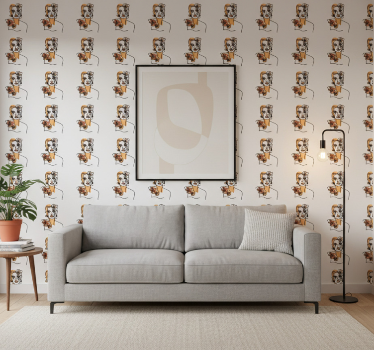 Tapete florale ornamente mit minimalistischen orchideen - TenStickers