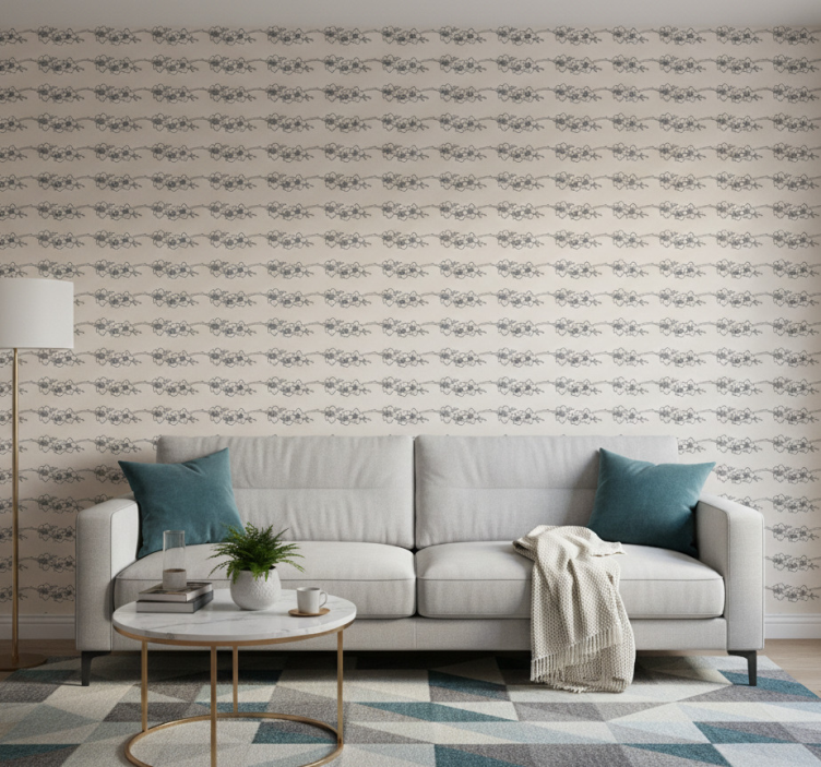 Tapete florale ornamente orchideen natur linienstil - TenStickers