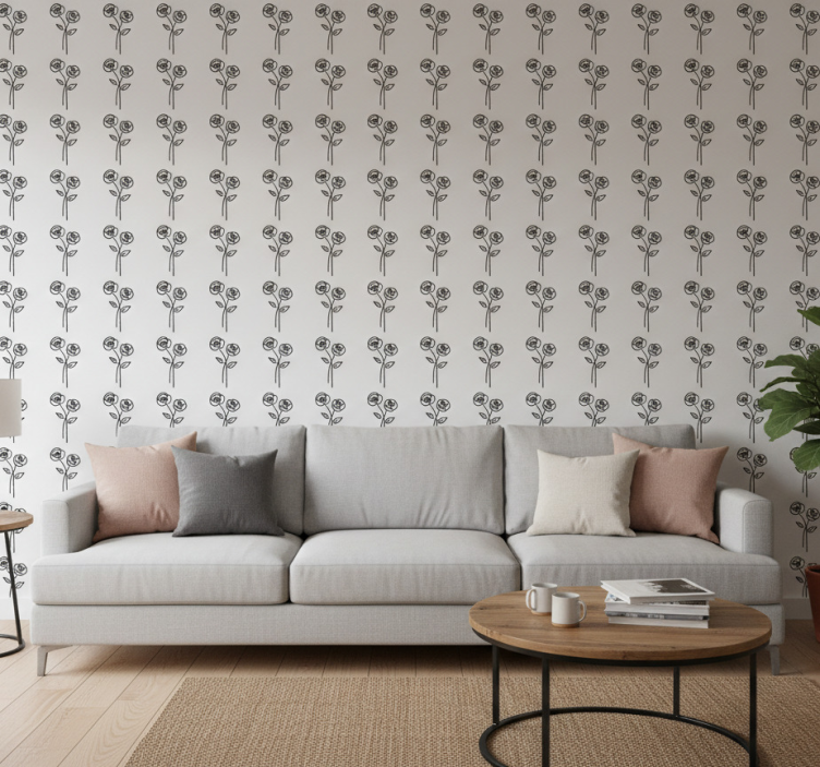Tapete florale ornamente paar von minimalistischen rosen - TenStickers