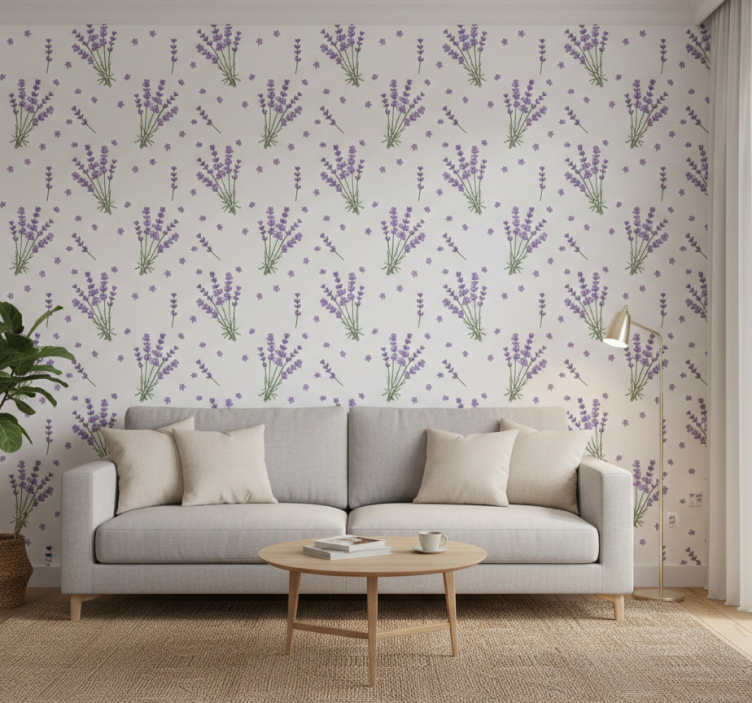 Tapete florale ornamente provenzalische lavendelpflanze - TenStickers