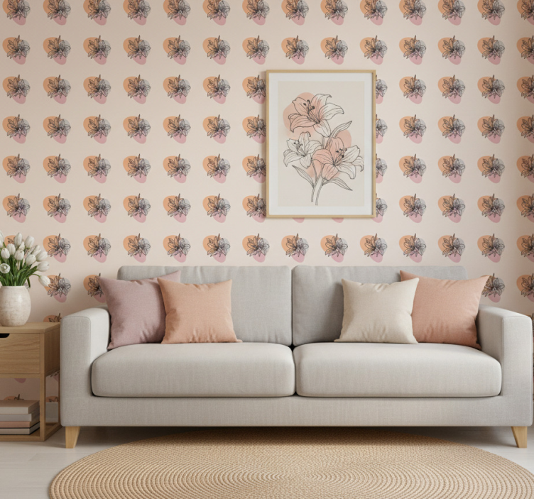 Tapete florale ornamente süßes blumenpaar minimalistisch - TenStickers