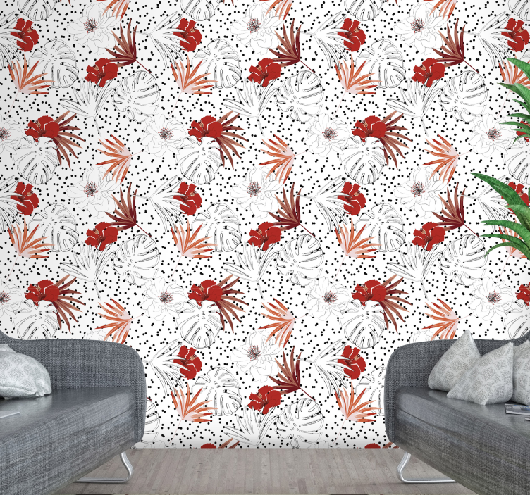 Tapete florale Ornamente tropisches botanisches design - TenStickers