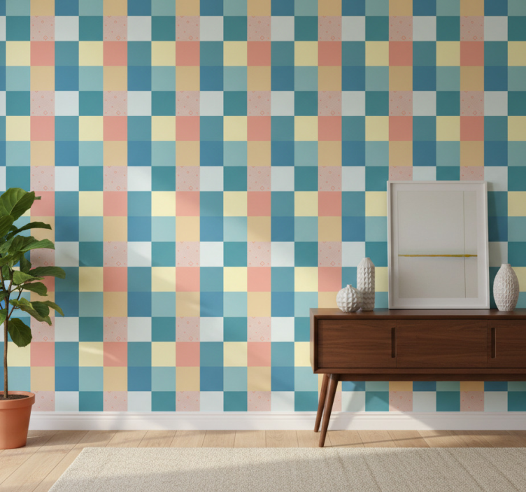 Tapete flur buntes retro patchwork-muster - TenStickers