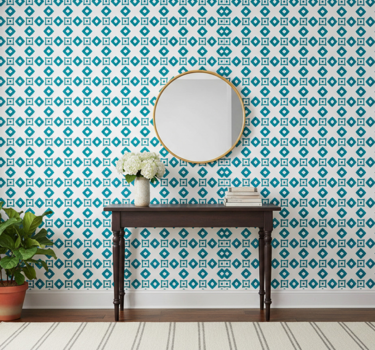 Tapete flur geometrisches blaues diamantdesign - TenStickers
