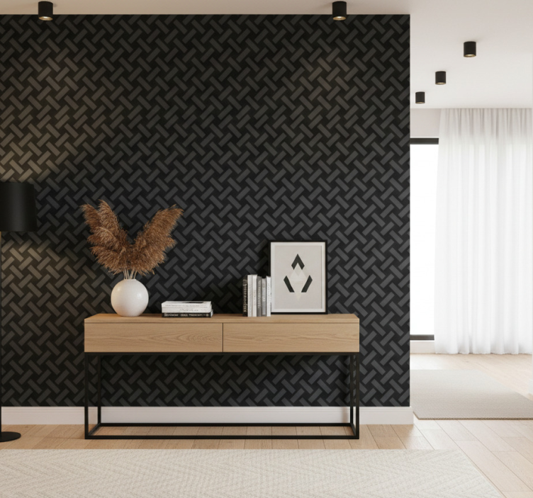 Tapete flur geometrisches schwarzes quadratmuster - TenStickers