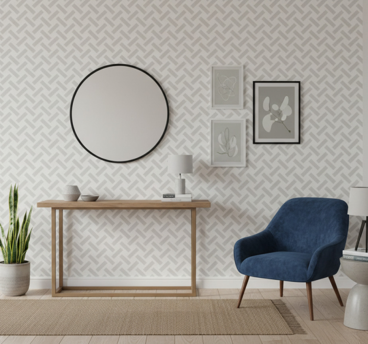Tapete flur geometrisches weißes quadratmuster - TenStickers