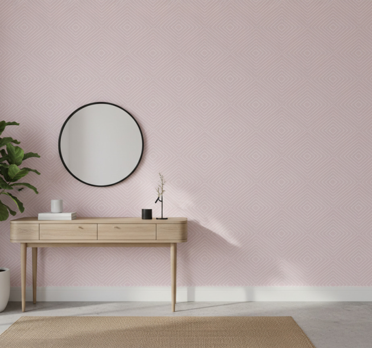 Tapete flur im minimalistischen rosa quadratmuster - TenStickers