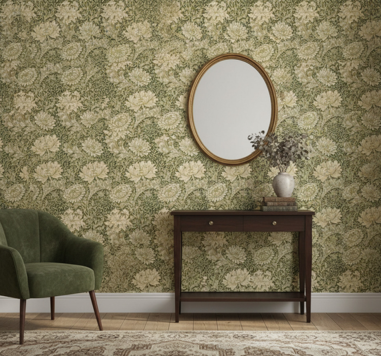 Tapete flur im modernen stil chrysantheme - TenStickers