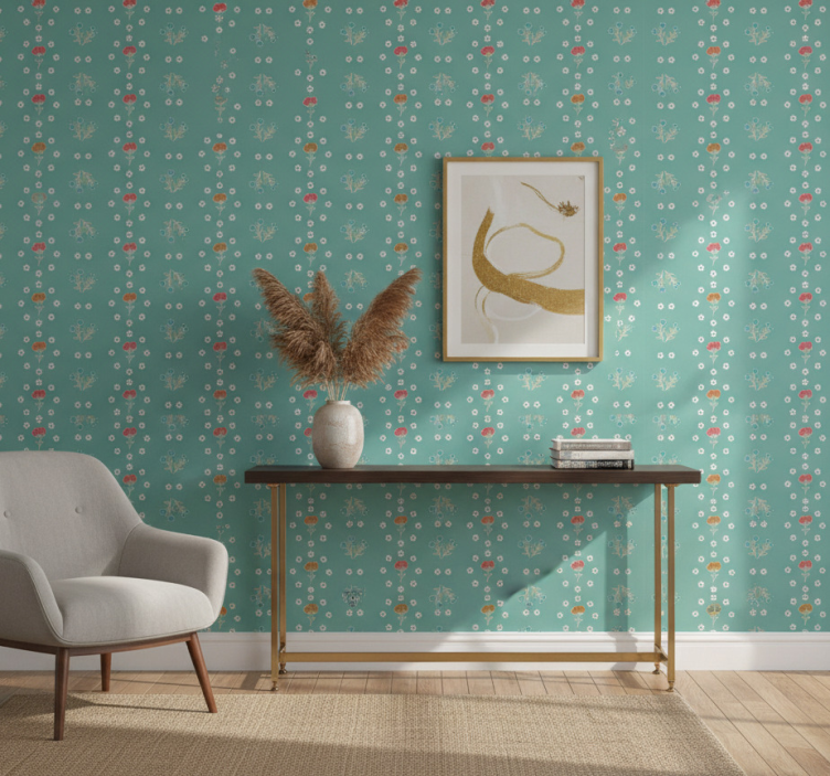 Tapete flur in türkisfarbener themenkomposition - TenStickers