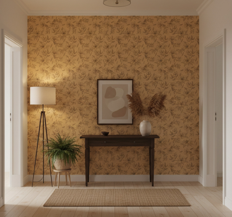 Tapete flur mit beigen stilisierten mustern - TenStickers